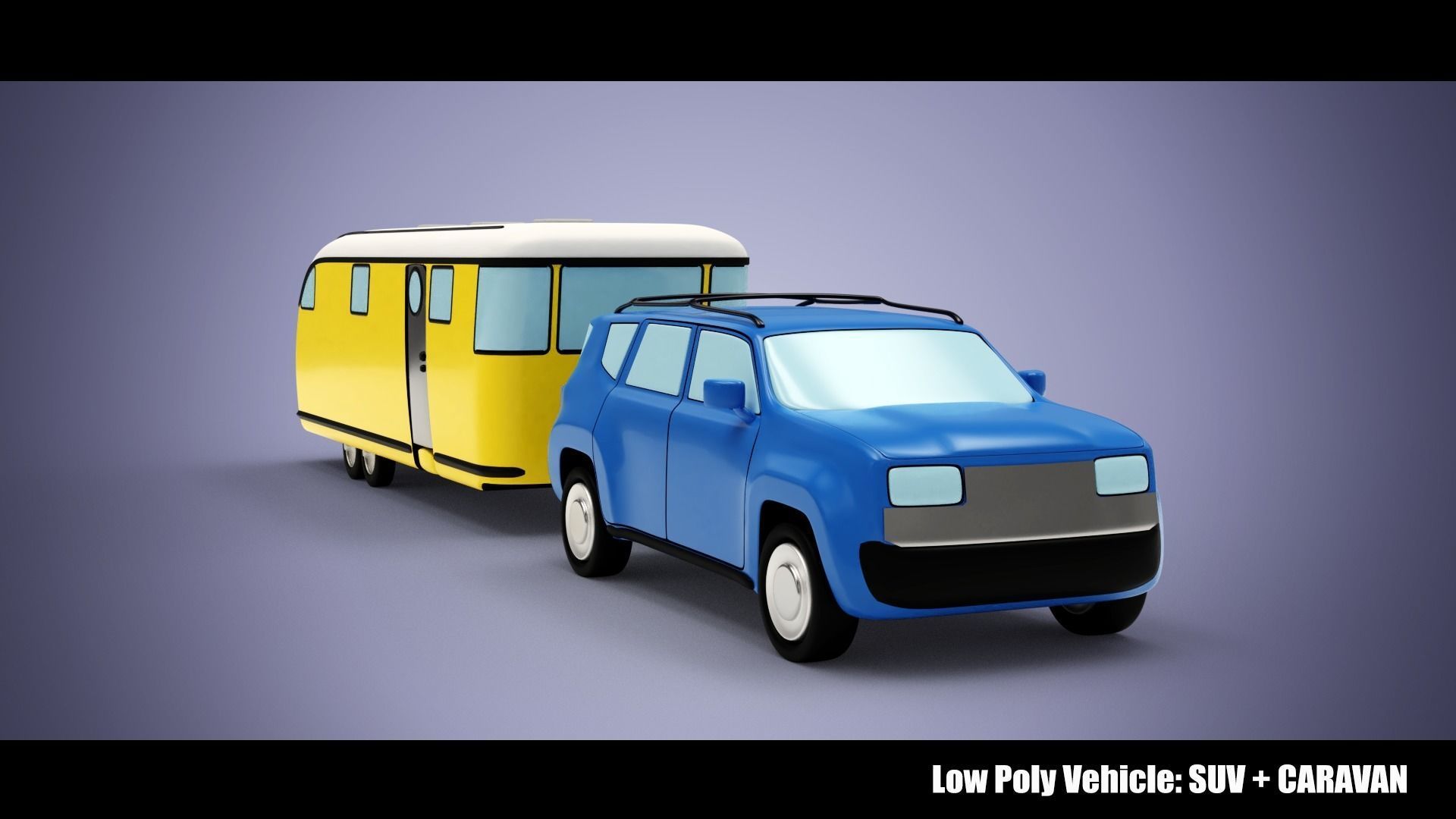Low Poly Vehicle -  SUV plus Caravan Low-poly 3D model_2