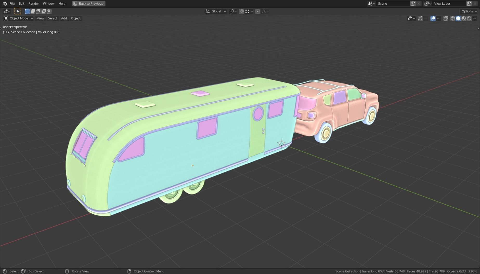 Low Poly Vehicle -  SUV plus Caravan Low-poly 3D model_15