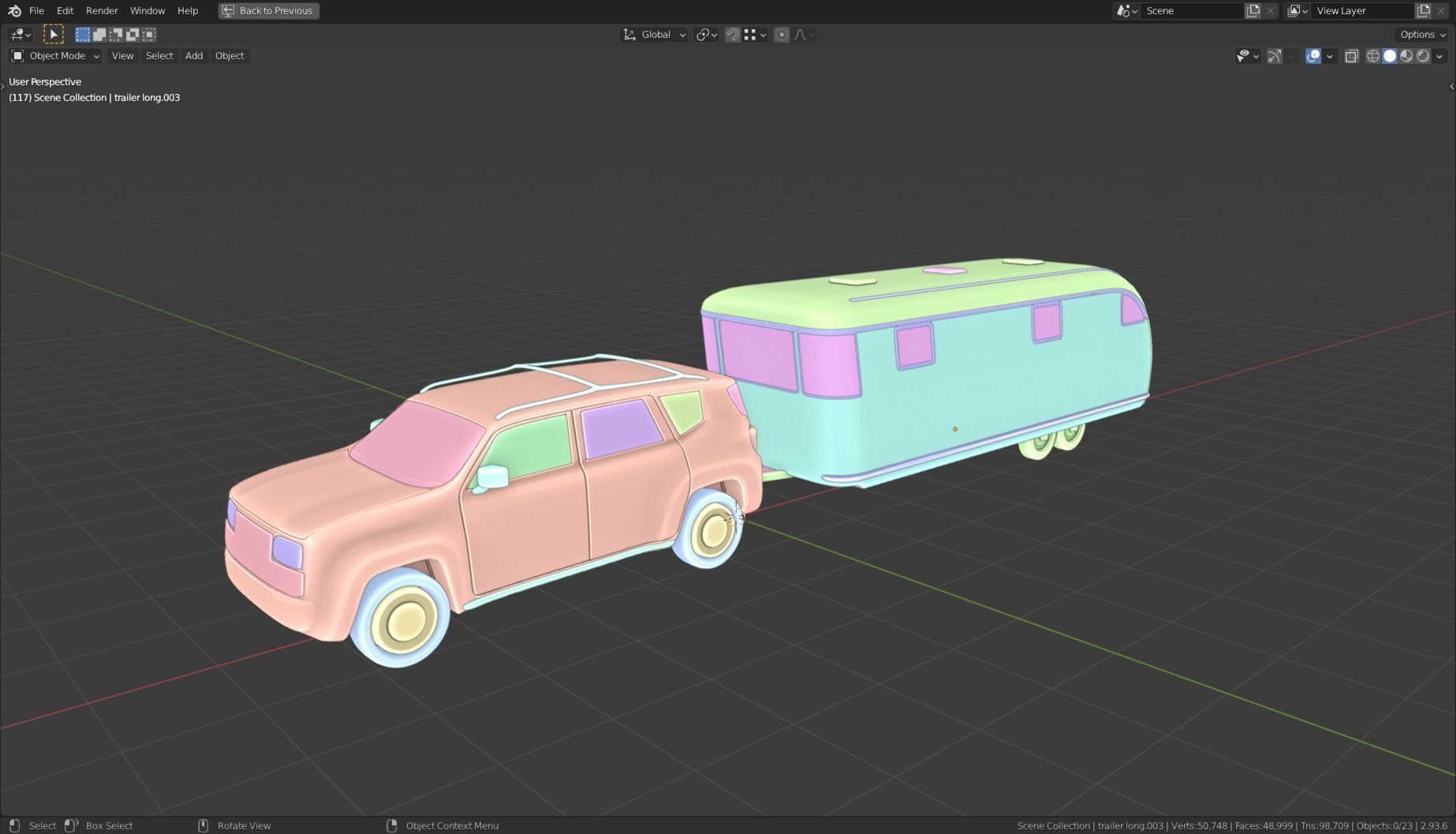 Low Poly Vehicle -  SUV plus Caravan Low-poly 3D model_13