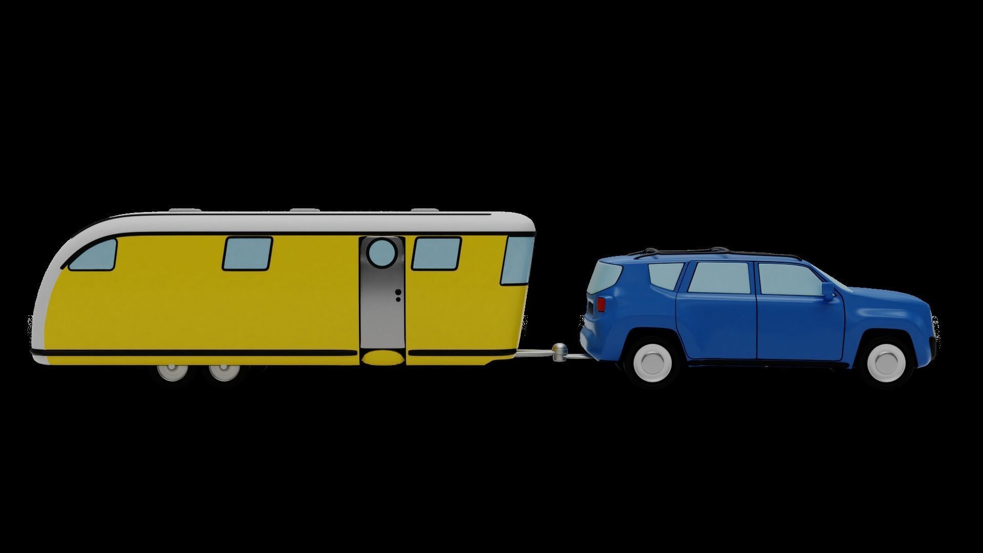 Low Poly Vehicle -  SUV plus Caravan Low-poly 3D model_19