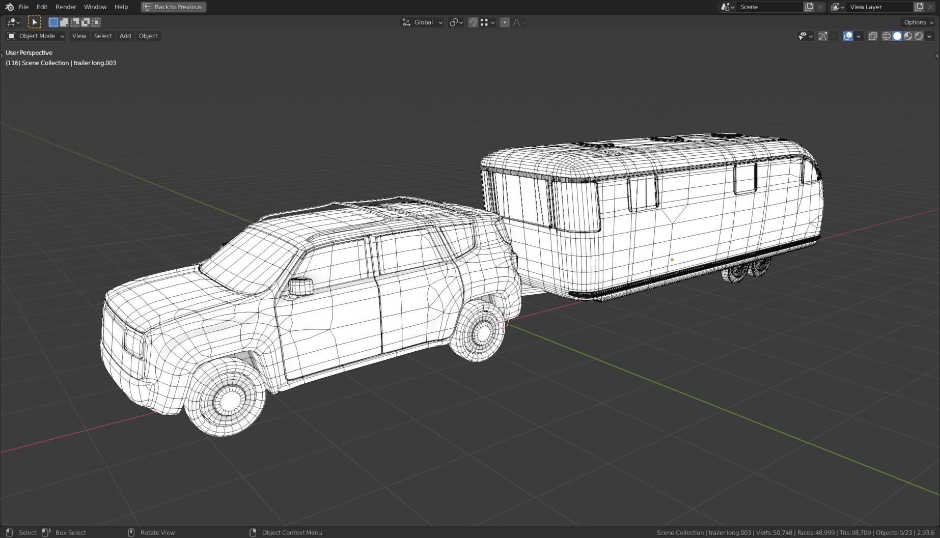 Low Poly Vehicle -  SUV plus Caravan Low-poly 3D model_8