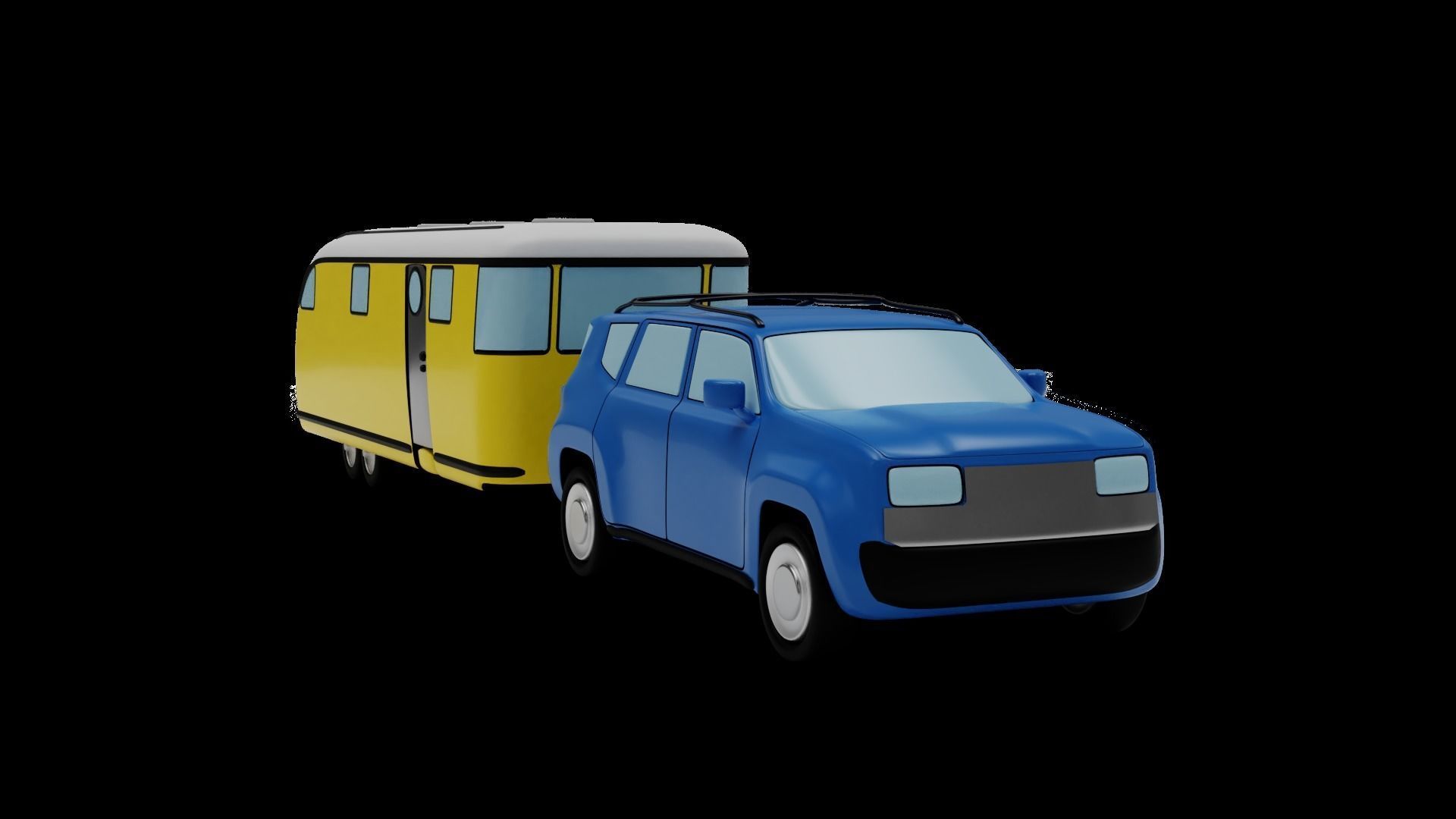 Low Poly Vehicle -  SUV plus Caravan Low-poly 3D model_18