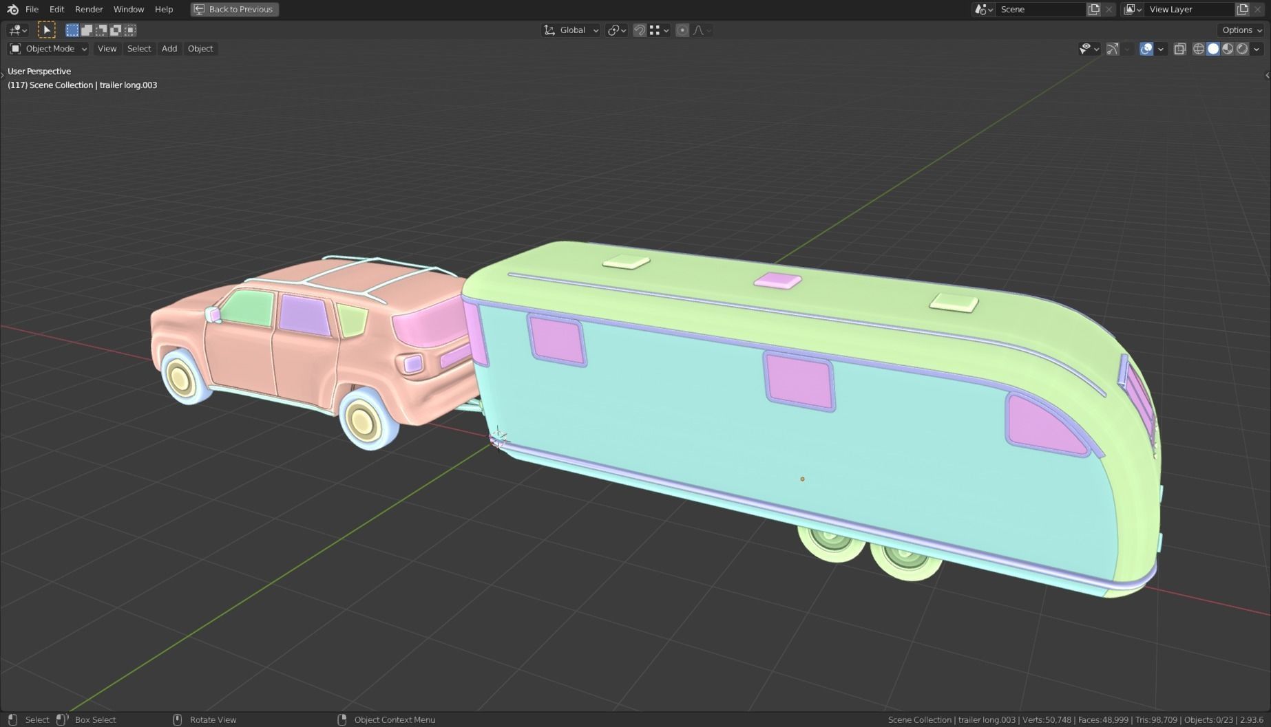 Low Poly Vehicle -  SUV plus Caravan Low-poly 3D model_14