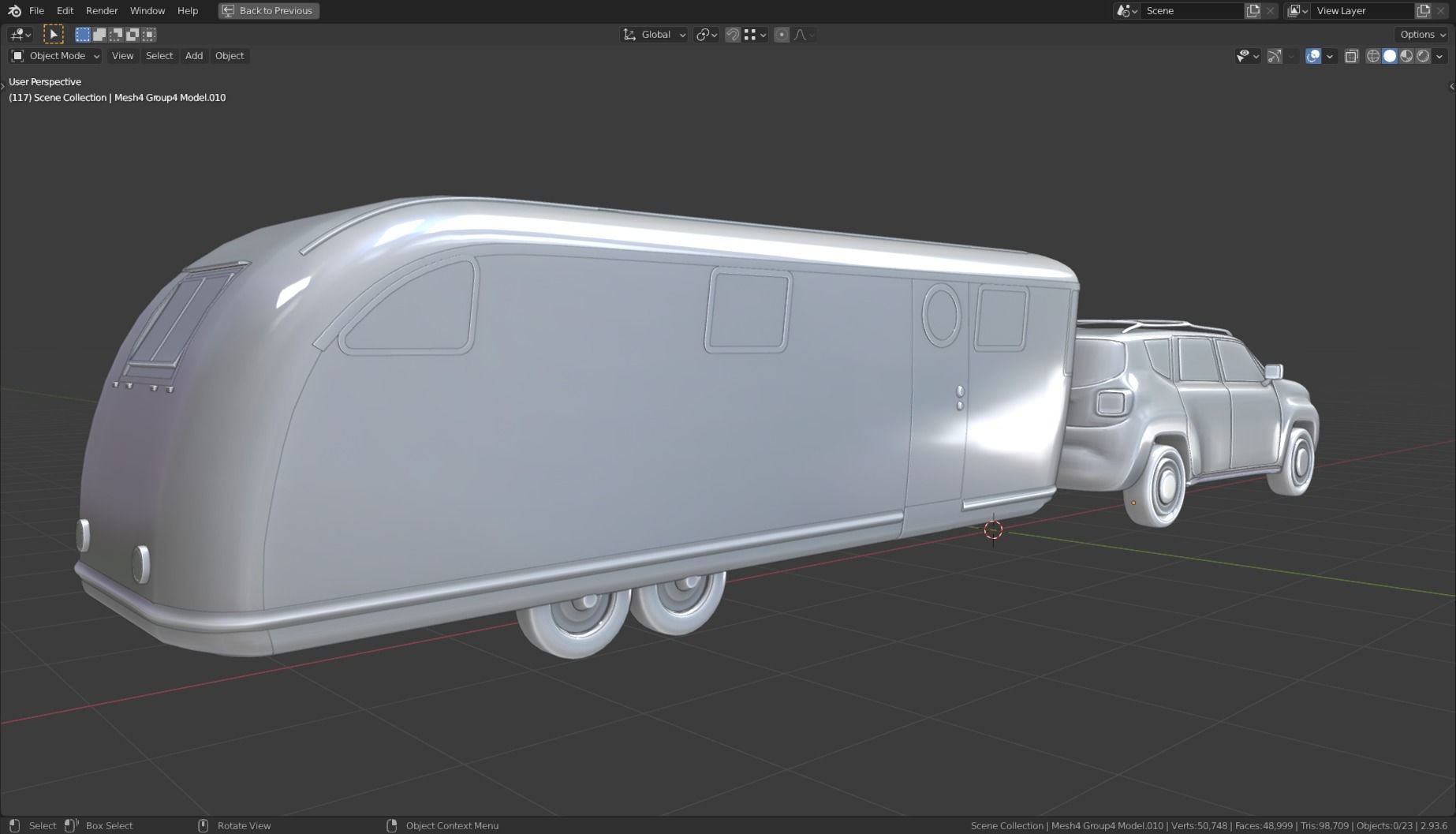 Low Poly Vehicle -  SUV plus Caravan Low-poly 3D model_5
