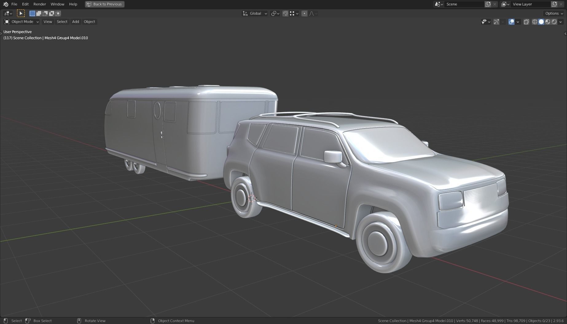 Low Poly Vehicle -  SUV plus Caravan Low-poly 3D model_4
