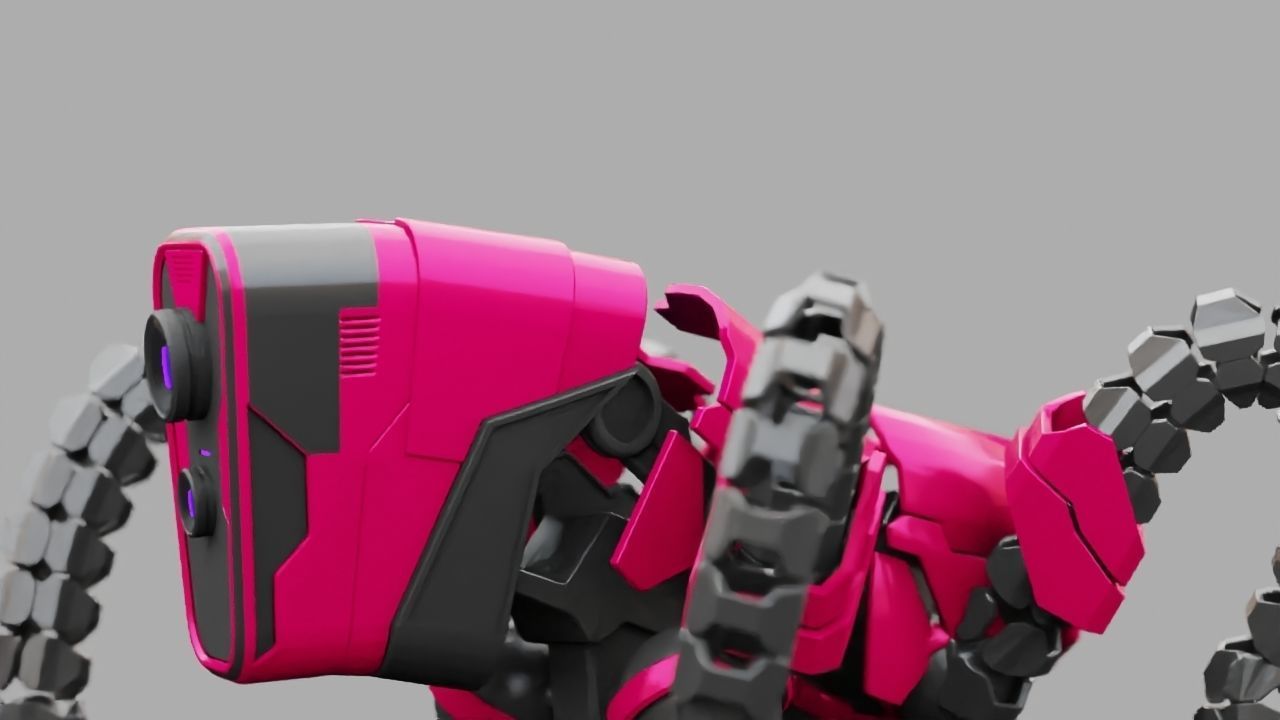 Octopus robot rigged - animated character 3D model_9