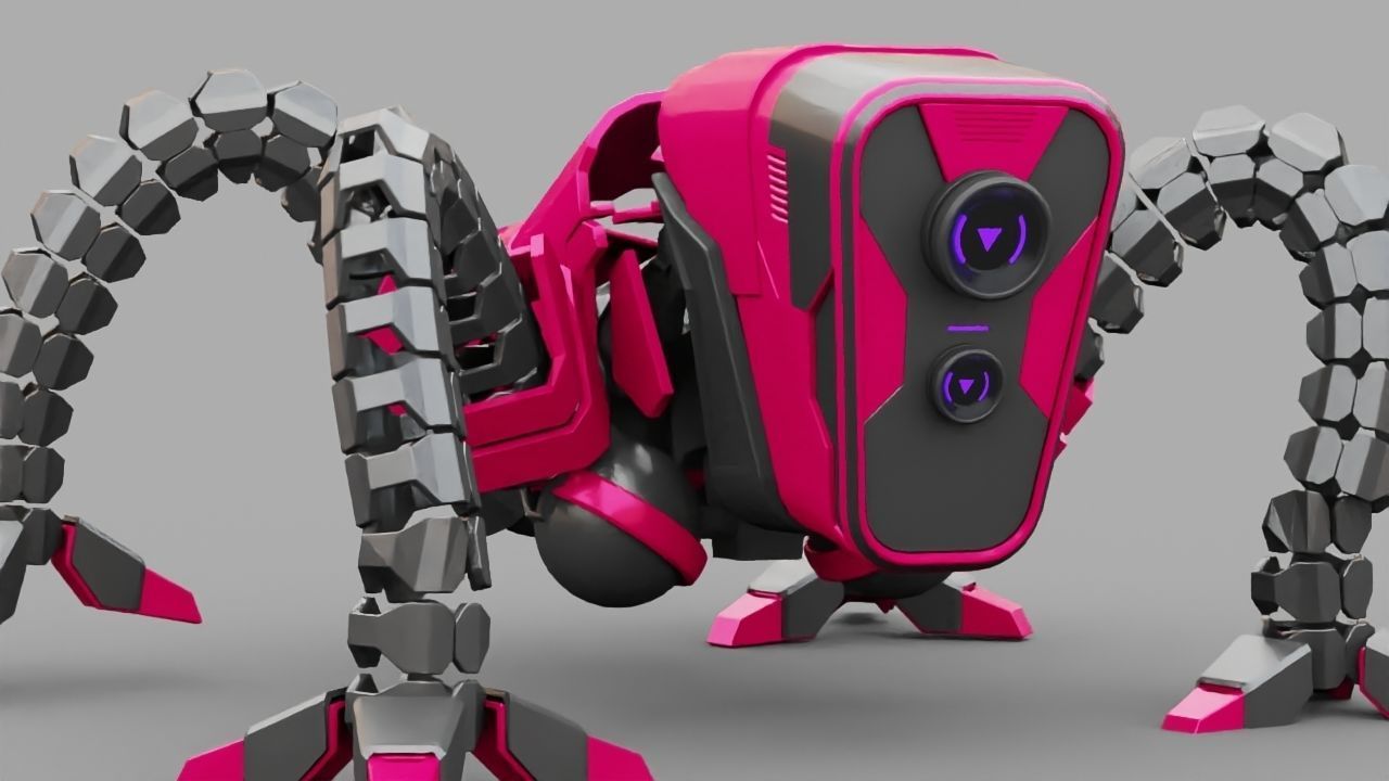 Octopus robot rigged - animated character 3D model_1