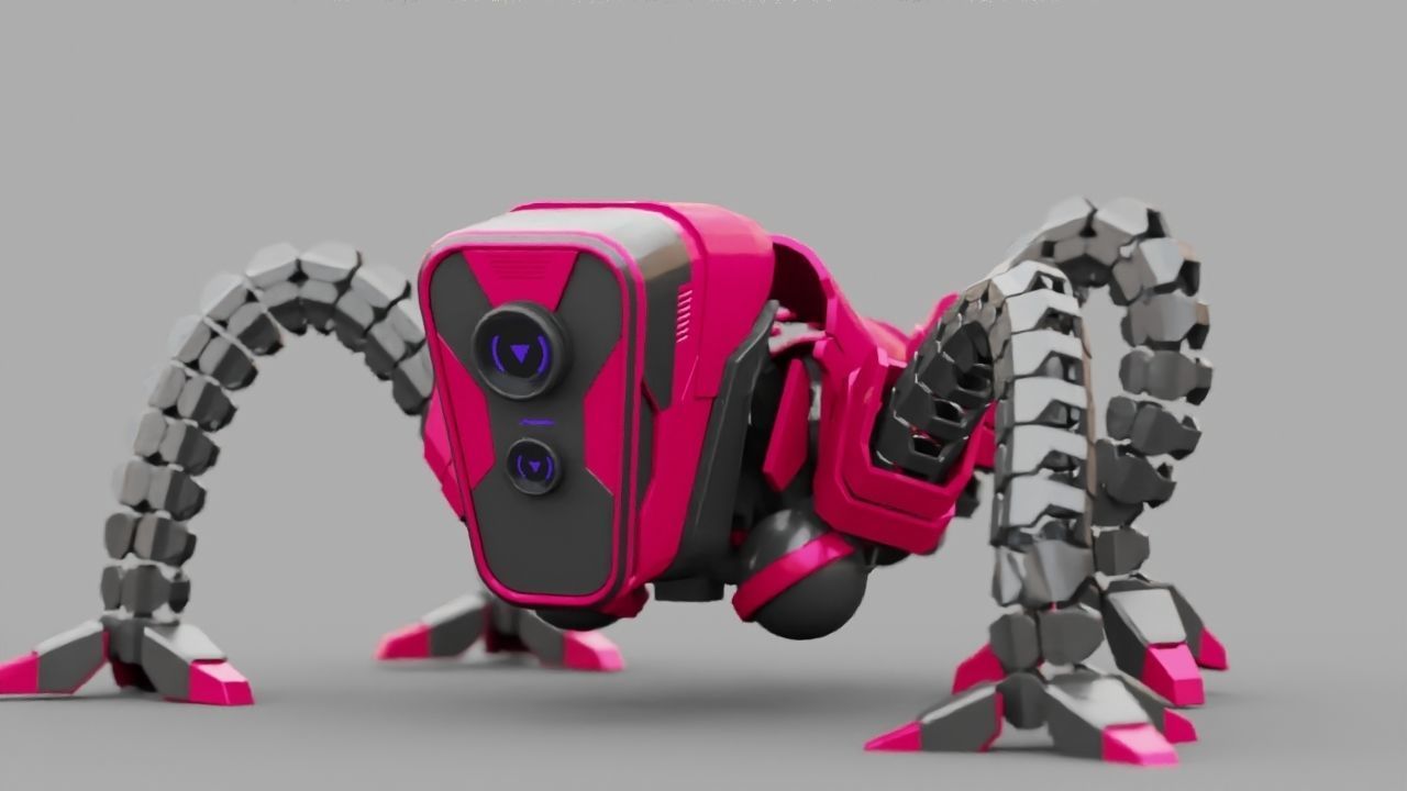 Octopus robot rigged - animated character 3D model_10