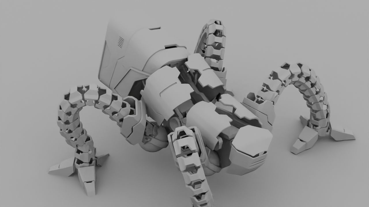 Octopus robot rigged - animated character 3D model_22