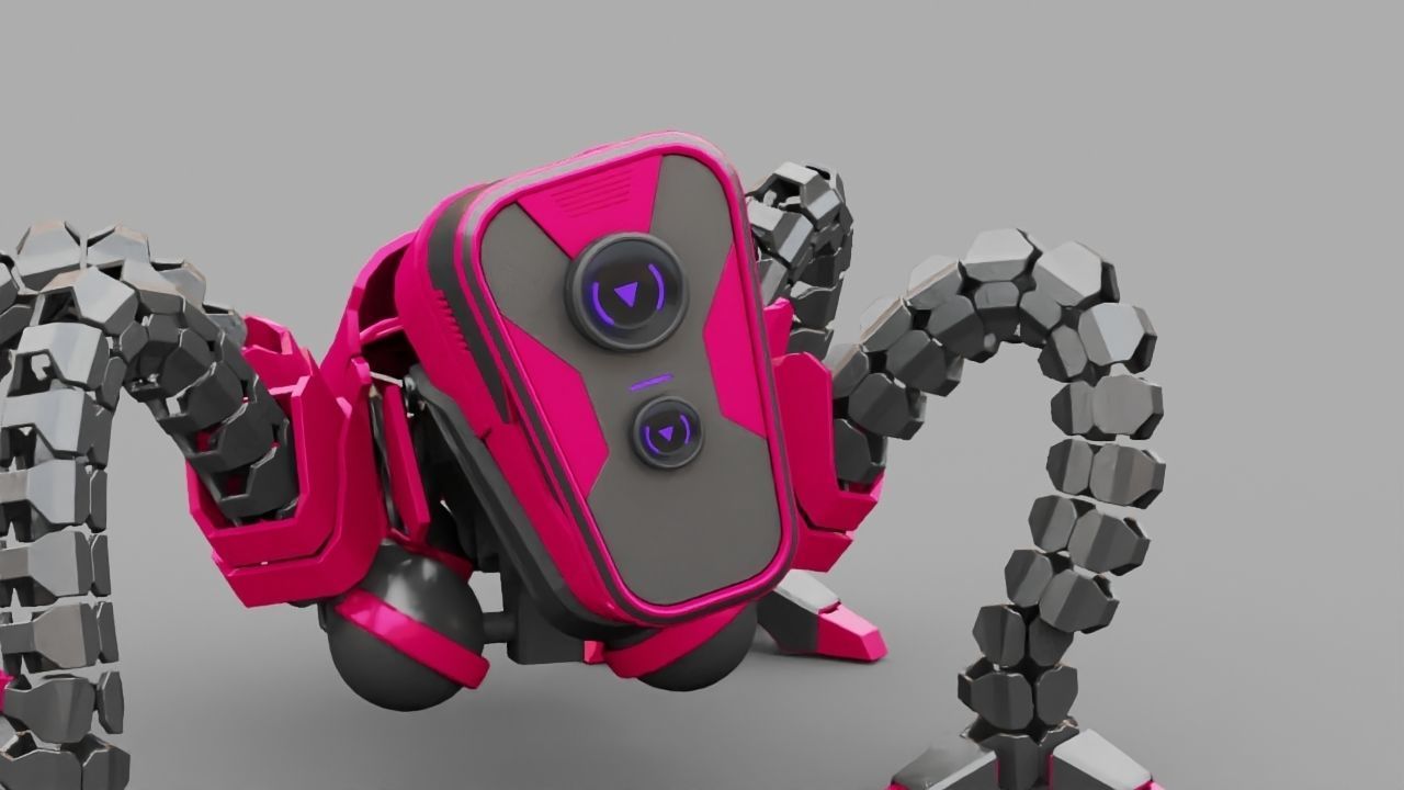 Octopus robot rigged - animated character 3D model_5