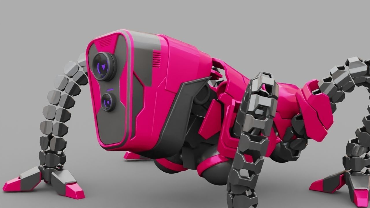 Octopus robot rigged - animated character 3D model_6