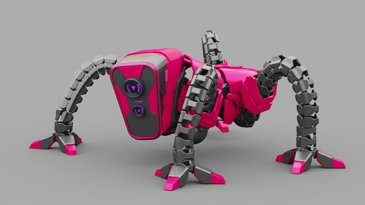 Octopus robot rigged - animated character 3D model_11