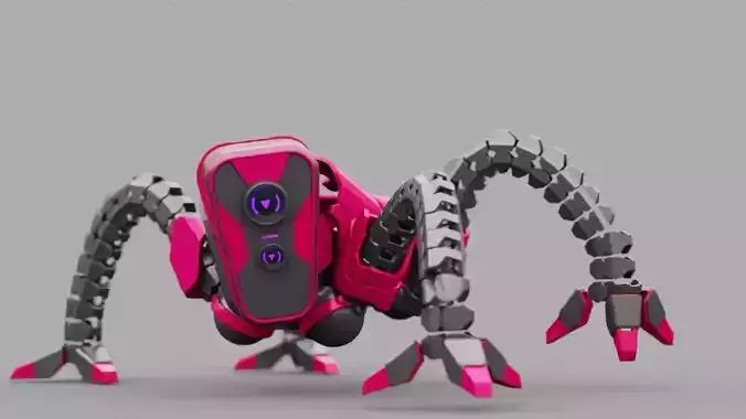 Octopus robot rigged - animated character 3D model