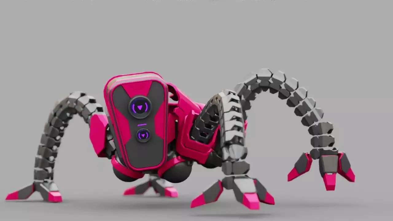 Octopus robot rigged - animated character 3D model_0