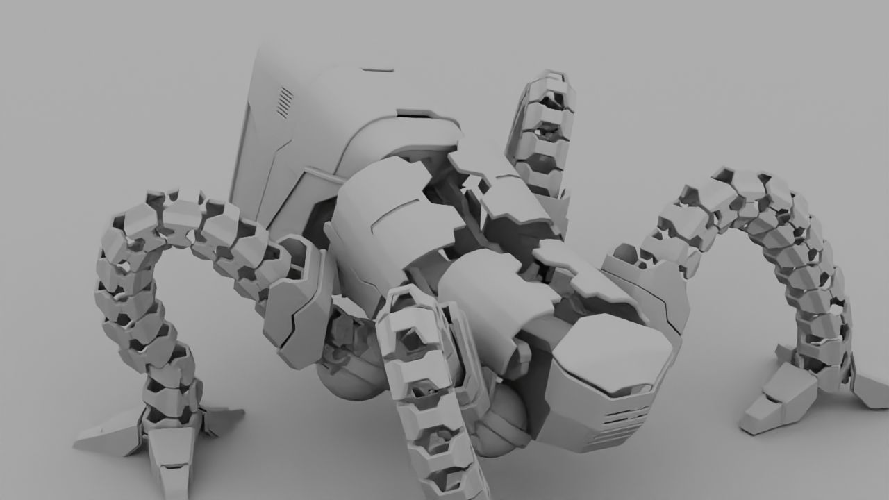 Octopus robot rigged - animated character 3D model_17