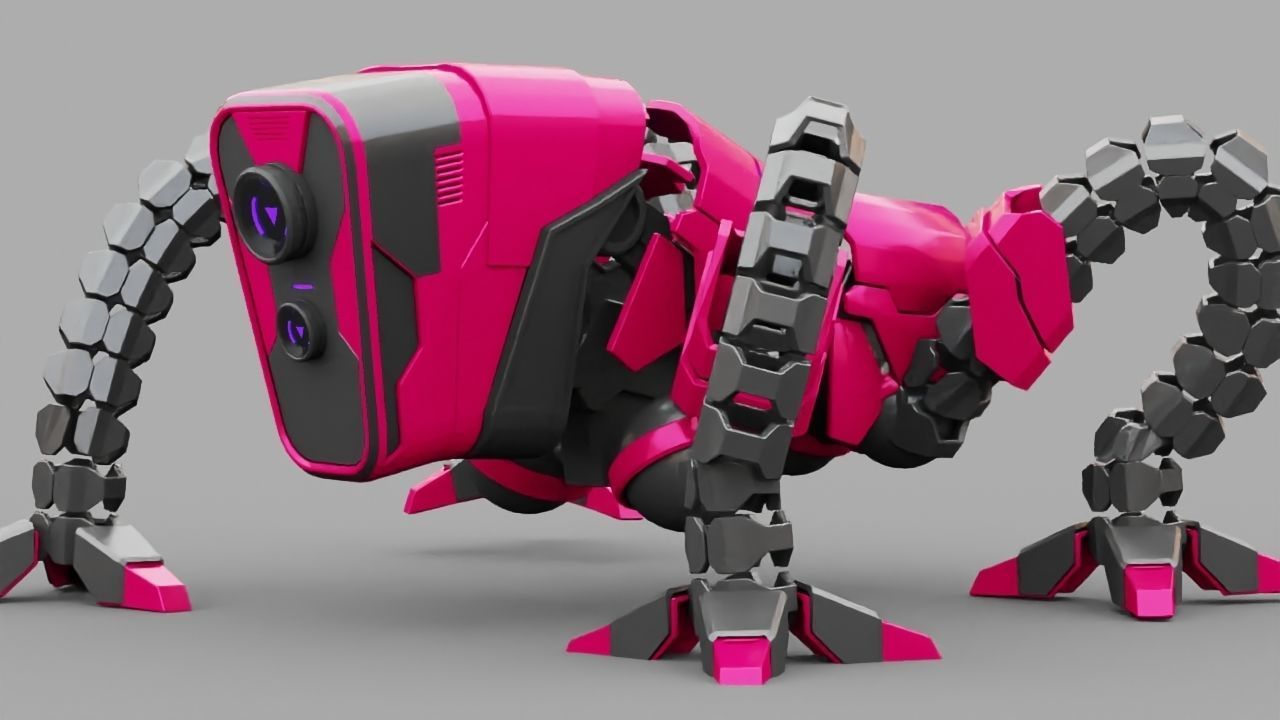 Octopus robot rigged - animated character 3D model_2