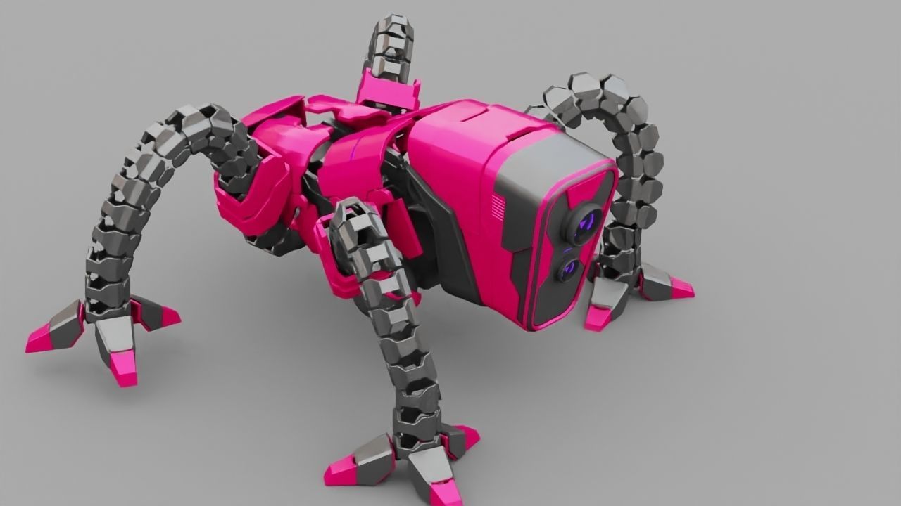Octopus robot rigged - animated character 3D model_14