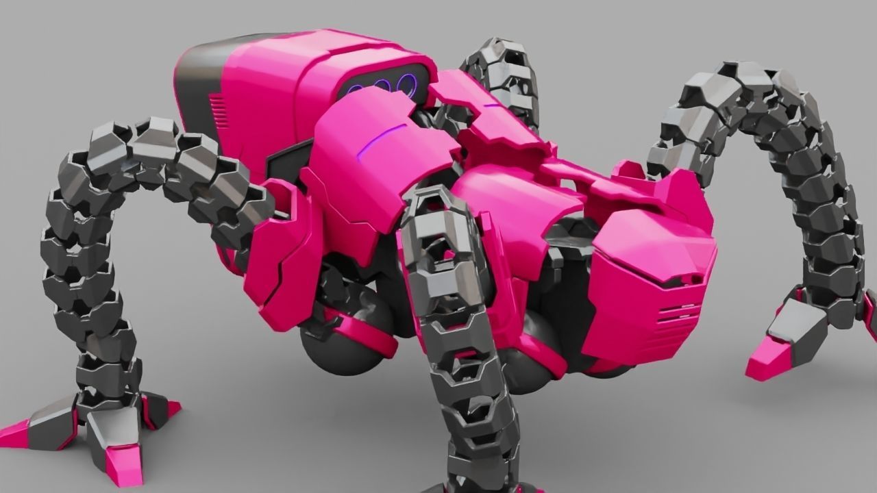Octopus robot rigged - animated character 3D model_3