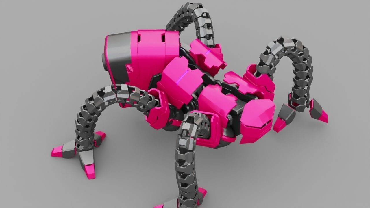 Octopus robot rigged - animated character 3D model_13