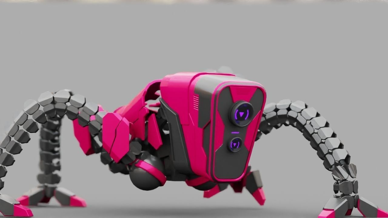 Octopus robot rigged - animated character 3D model_7