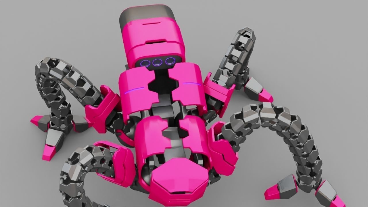 Octopus robot rigged - animated character 3D model_4