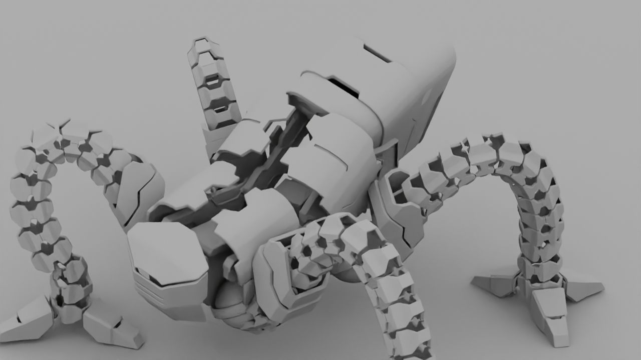 Octopus robot rigged - animated character 3D model_18