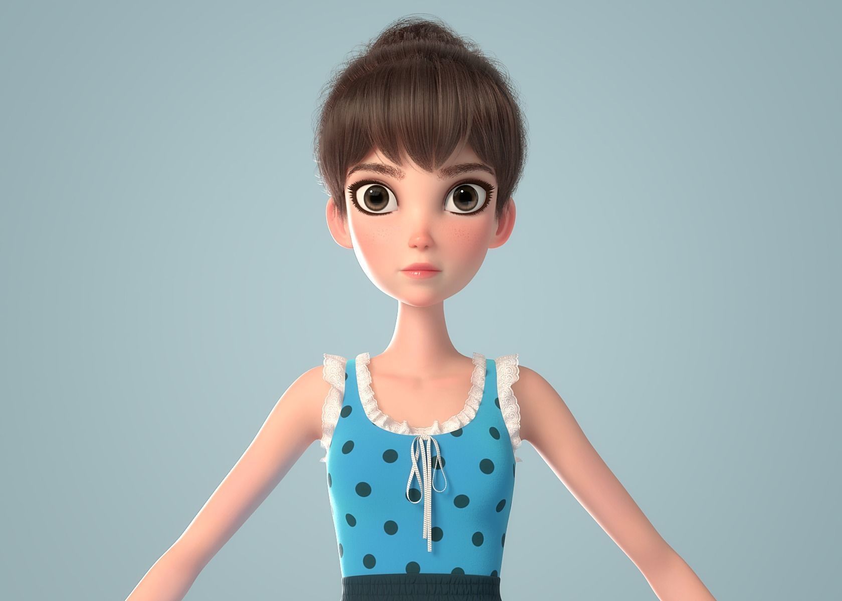 Cartoon Girl NoRig 3D model_16
