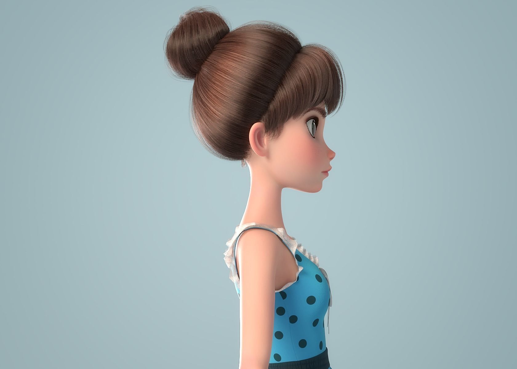 Cartoon Girl NoRig 3D model_13