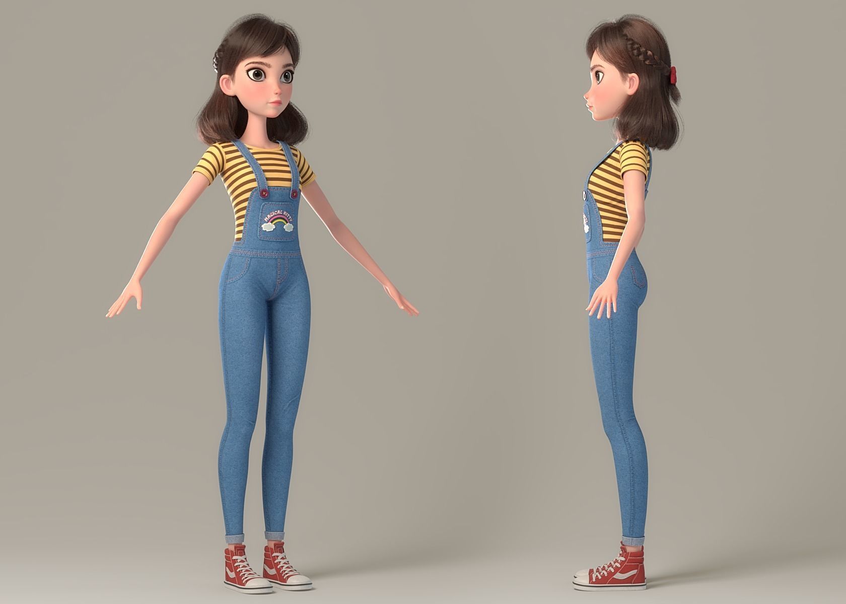 Cartoon Girl NoRig 3D model_28