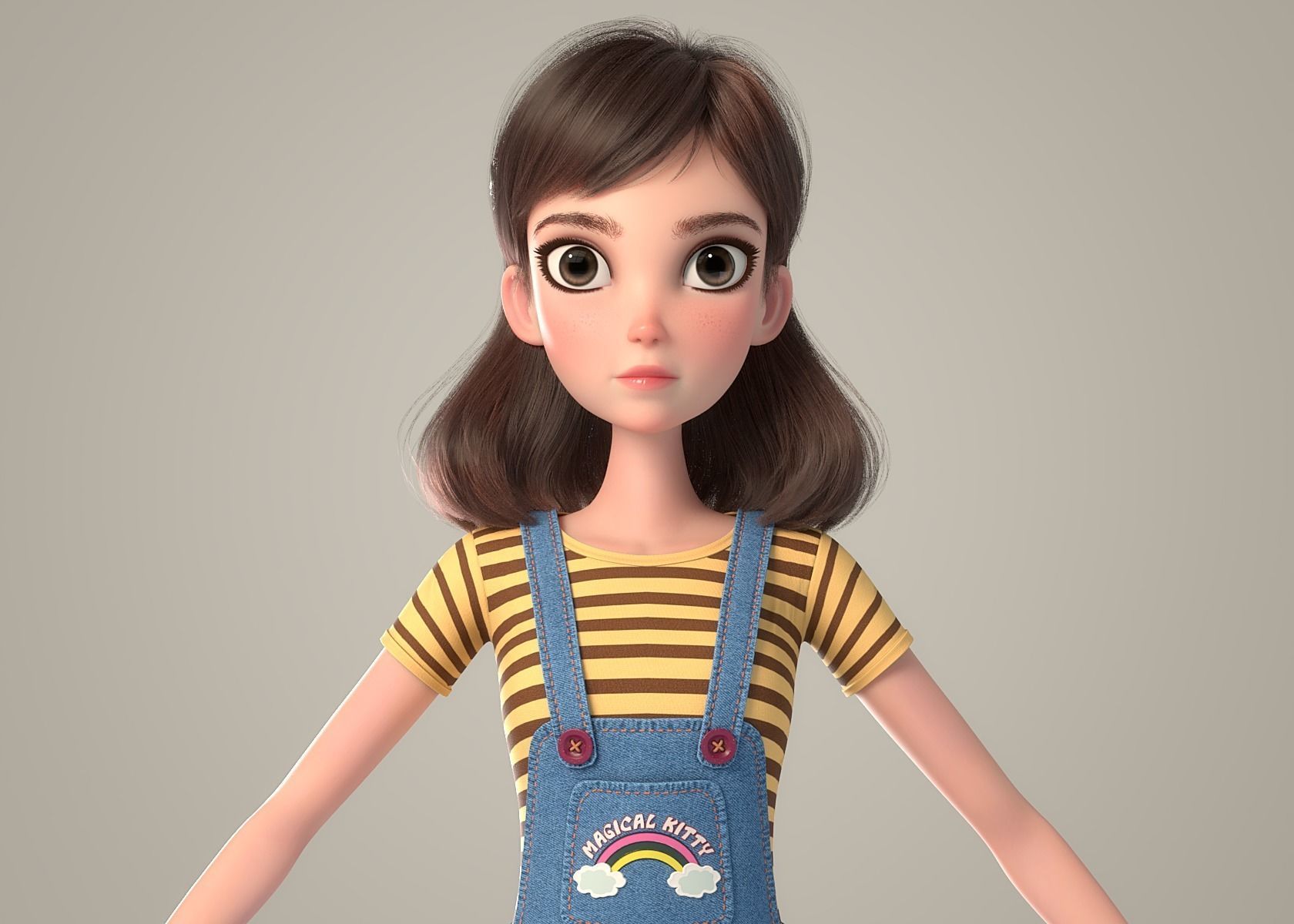 Cartoon Girl NoRig 3D model_21