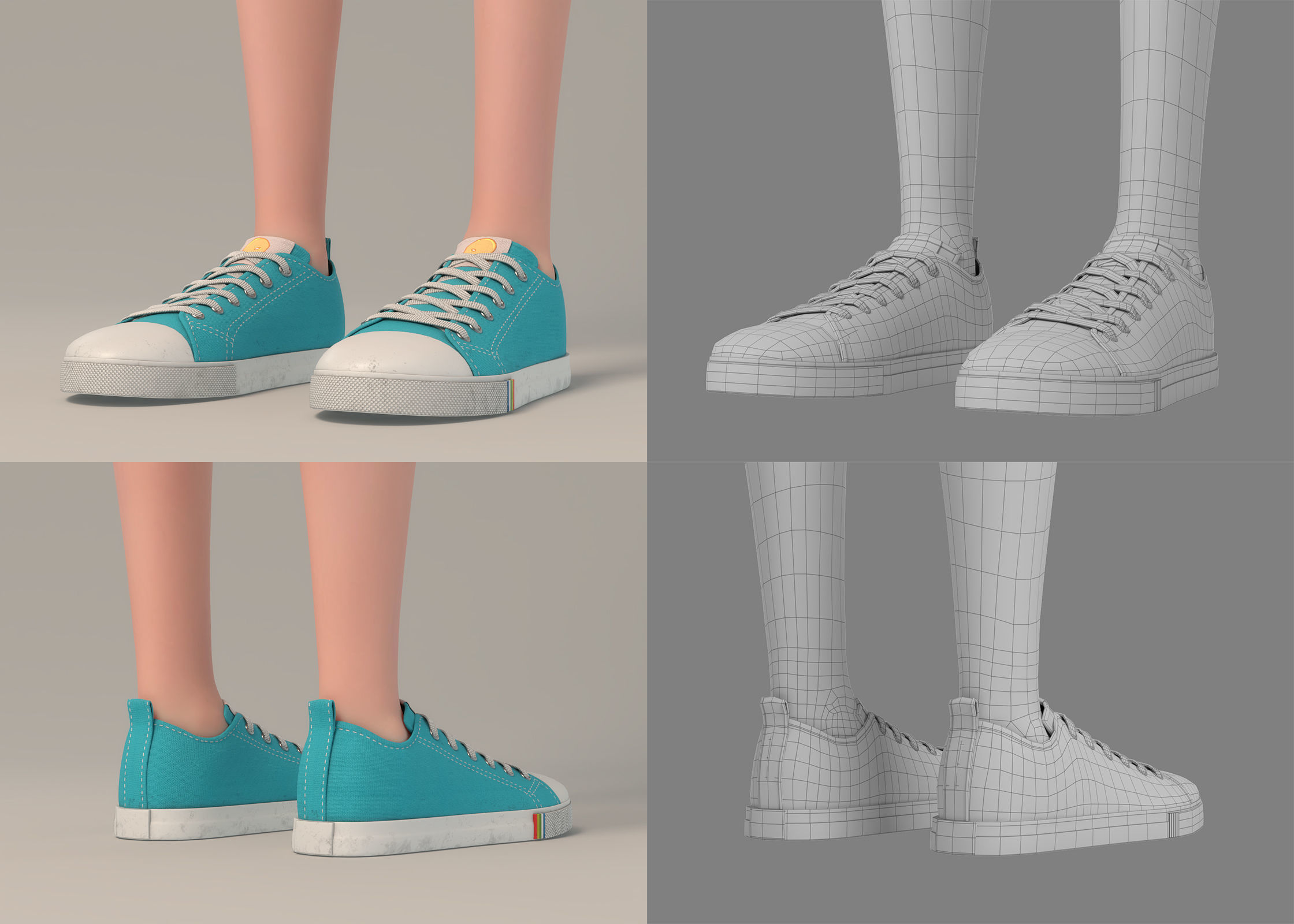 Cartoon Girl NoRig 3D model_43