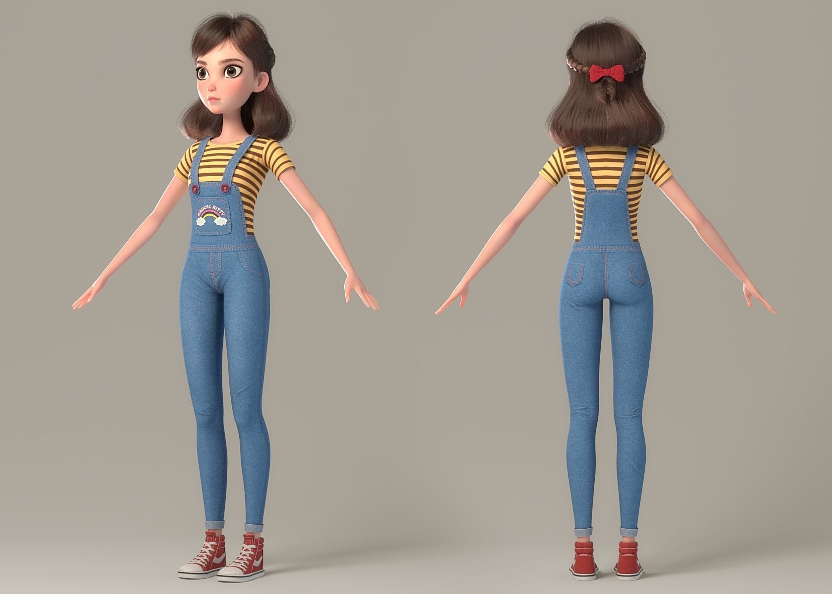 Cartoon Girl NoRig 3D model_30