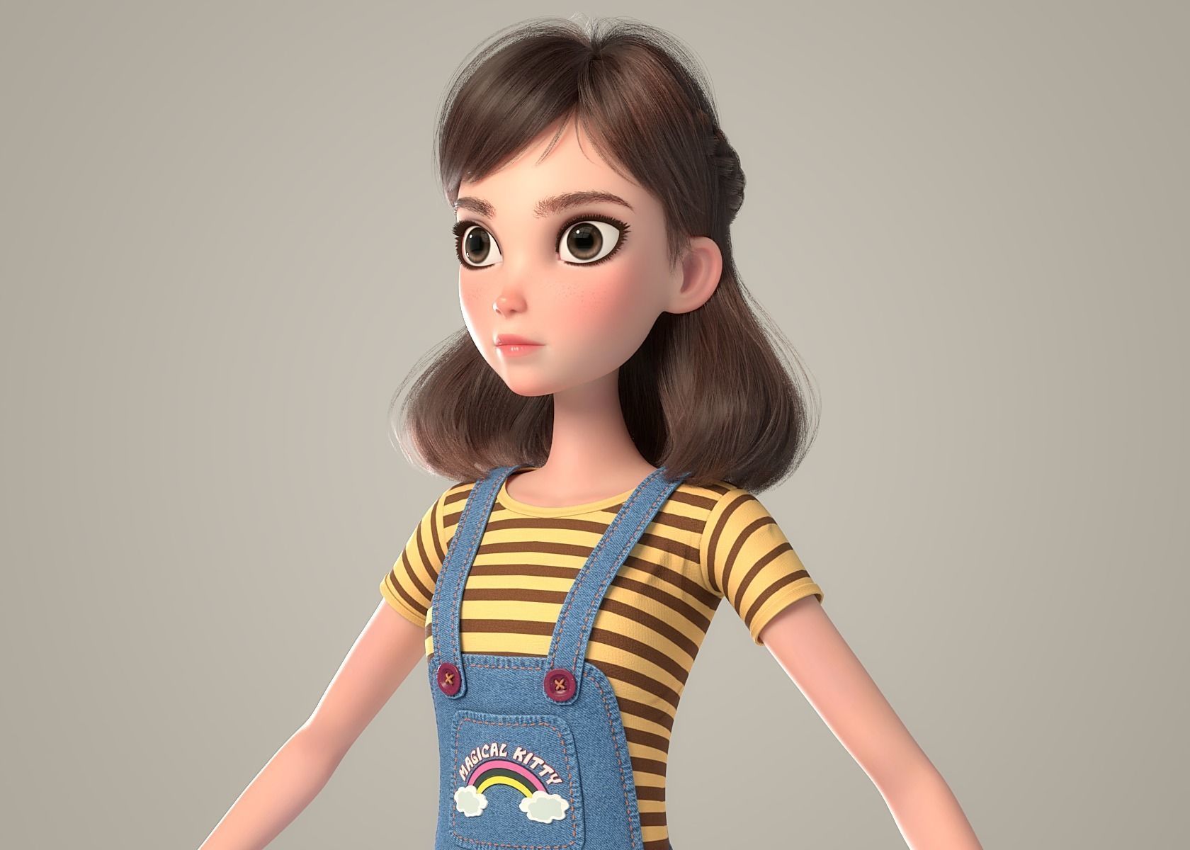 Cartoon Girl NoRig 3D model_23