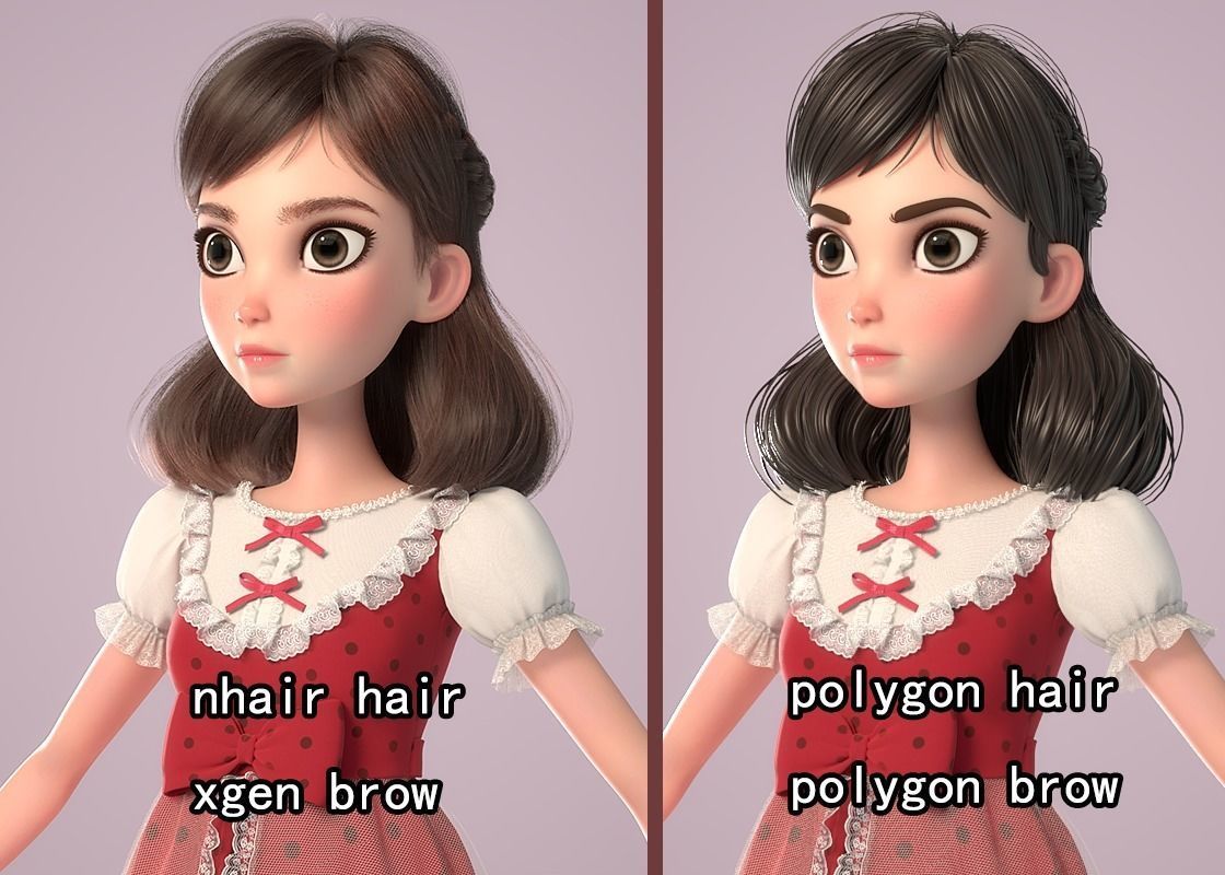 Cartoon Girl NoRig 3D model_41