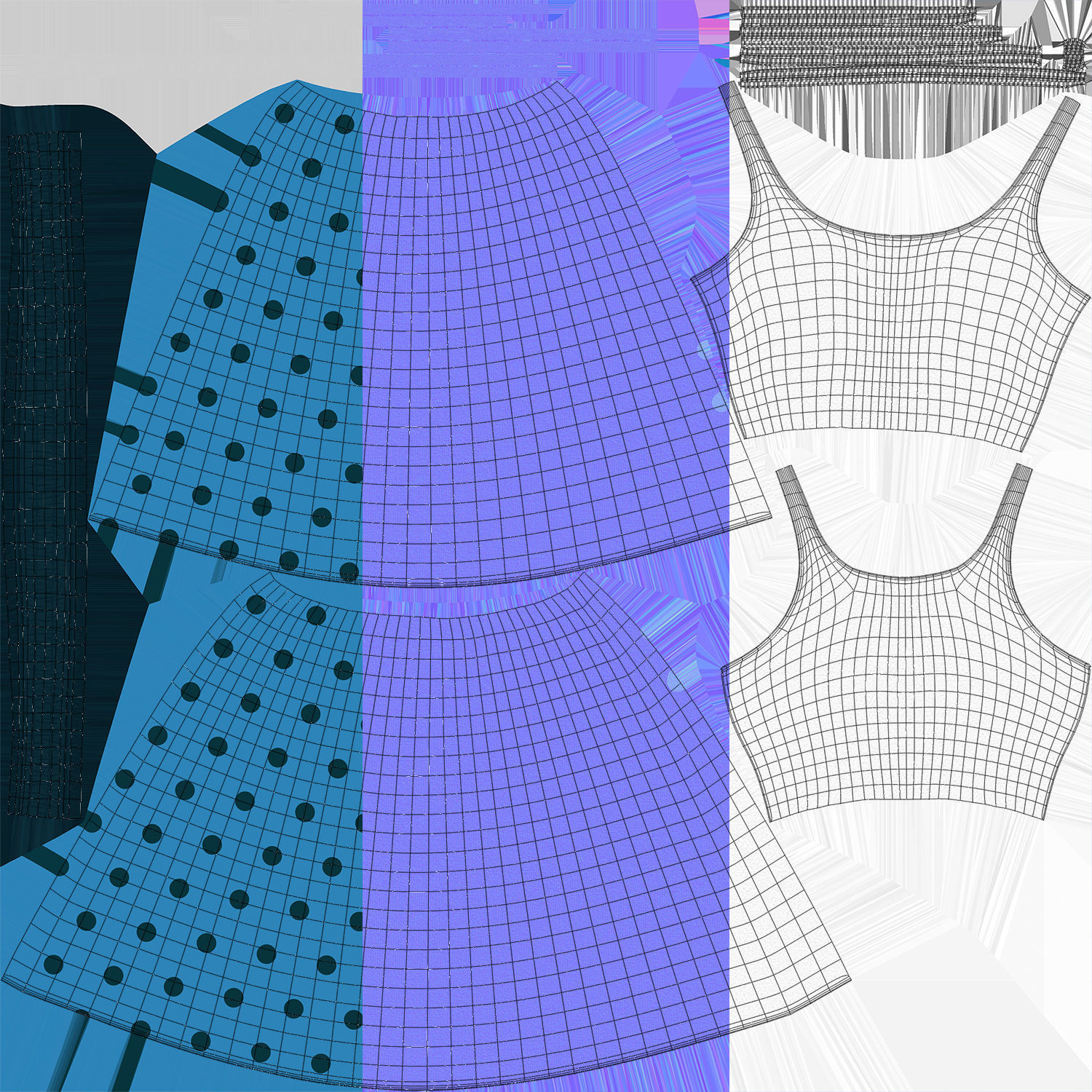 Cartoon Girl NoRig 3D model_63