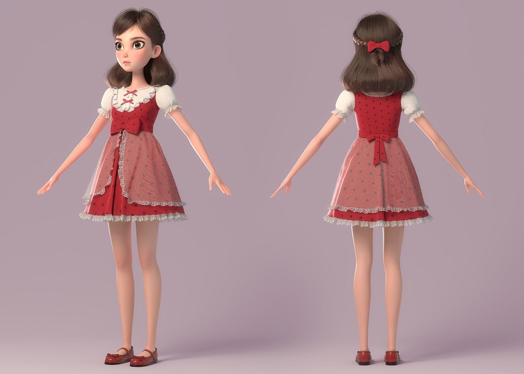 Cartoon Girl NoRig 3D model_8