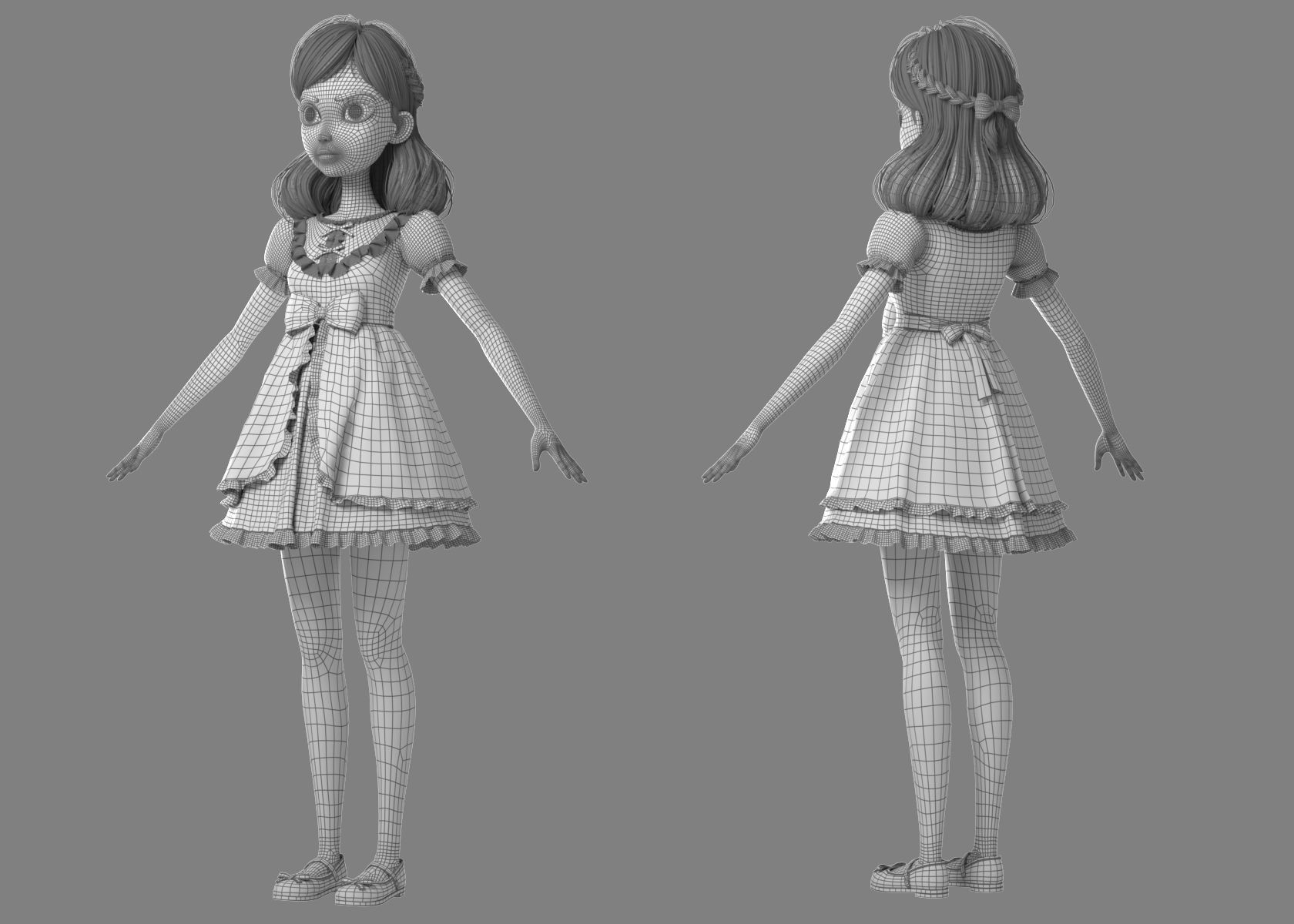Cartoon Girl NoRig 3D model_47