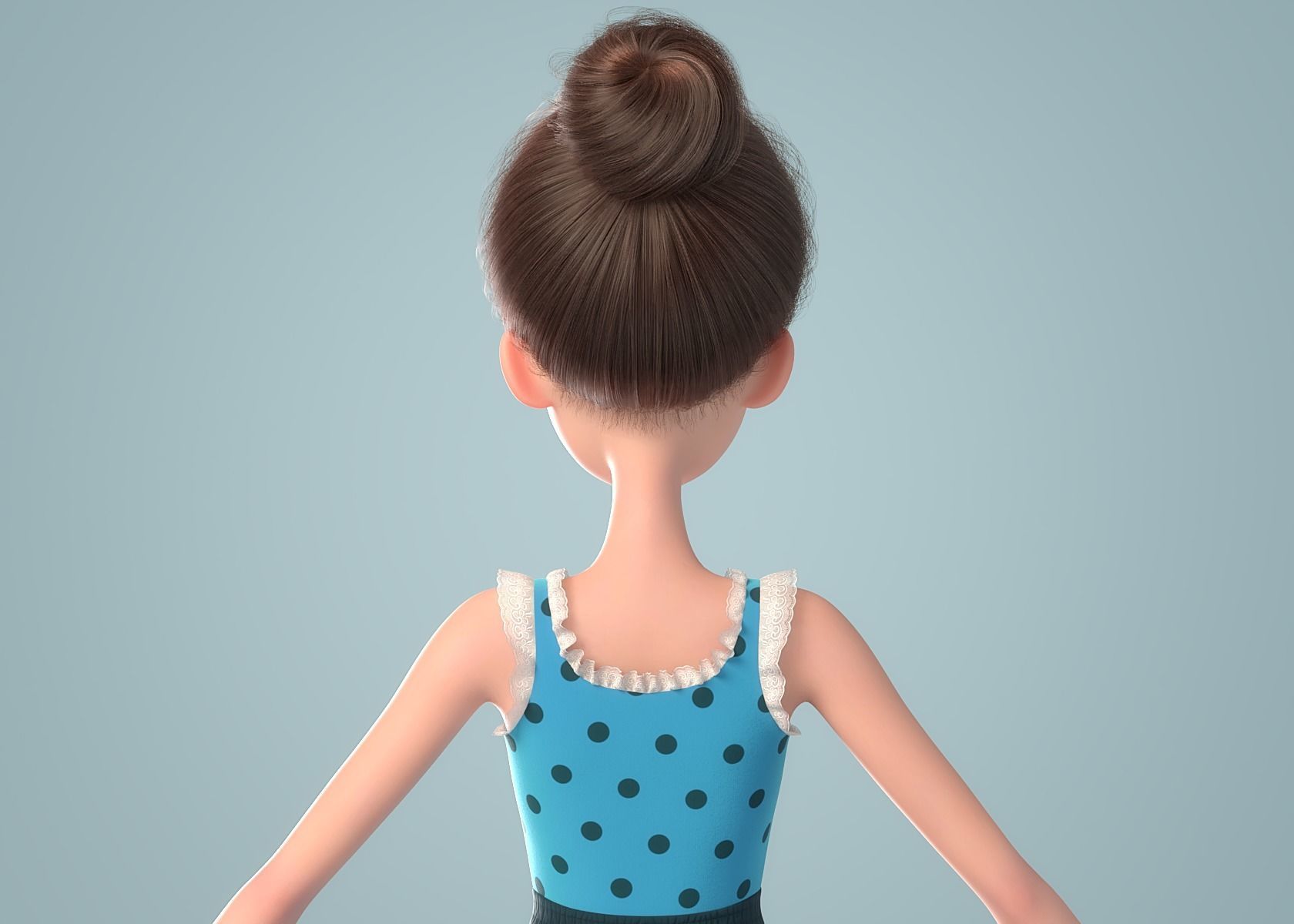 Cartoon Girl NoRig 3D model_15