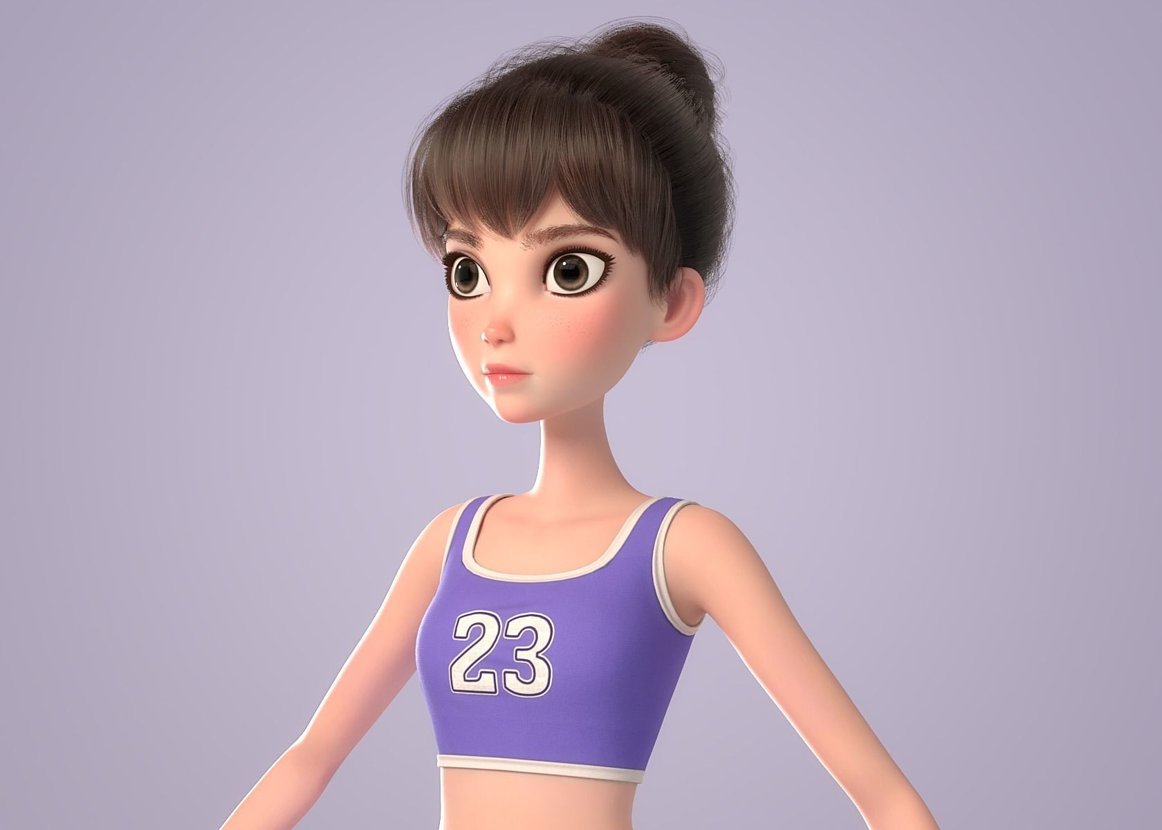 Cartoon Girl NoRig 3D model_32