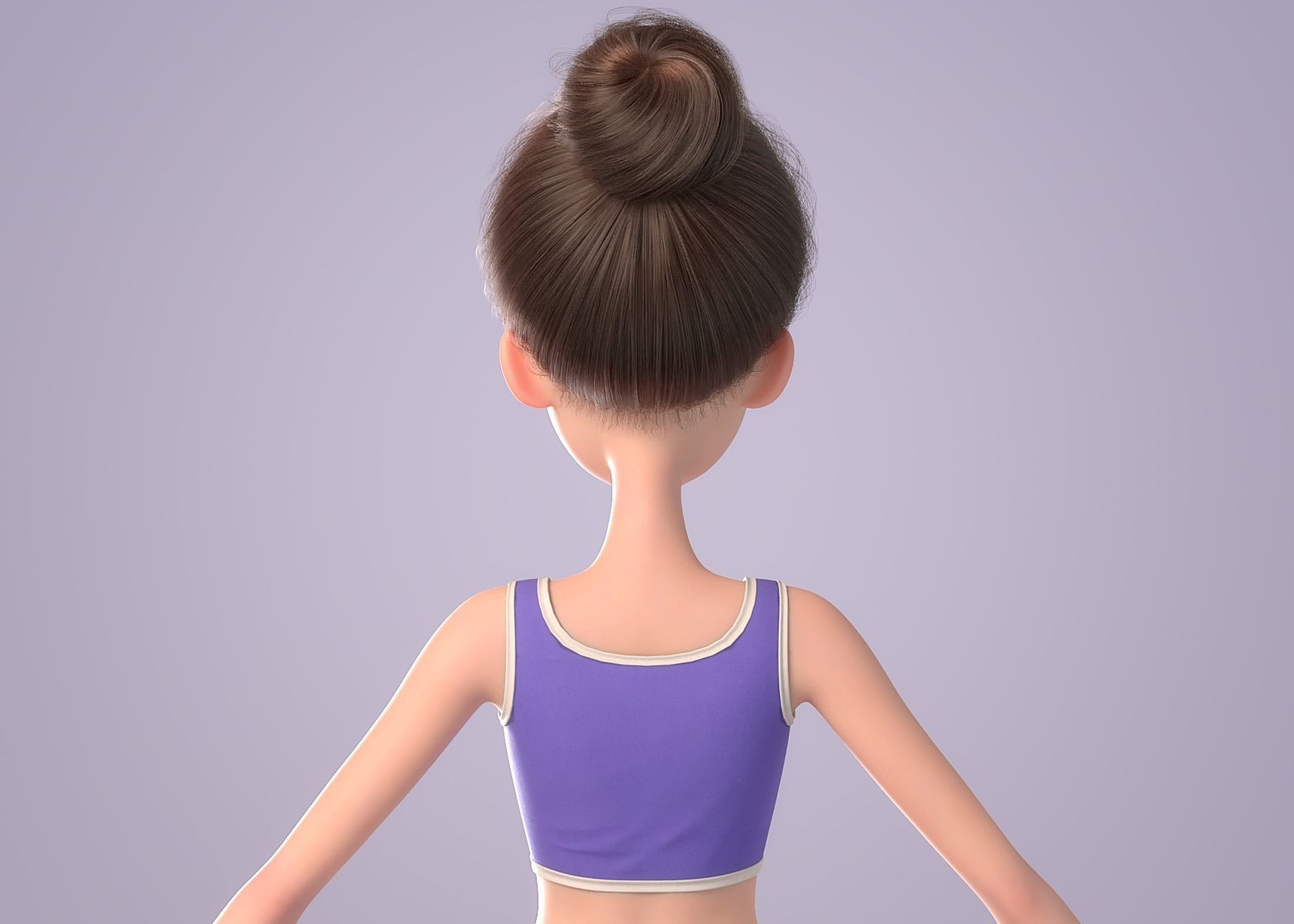 Cartoon Girl NoRig 3D model_35