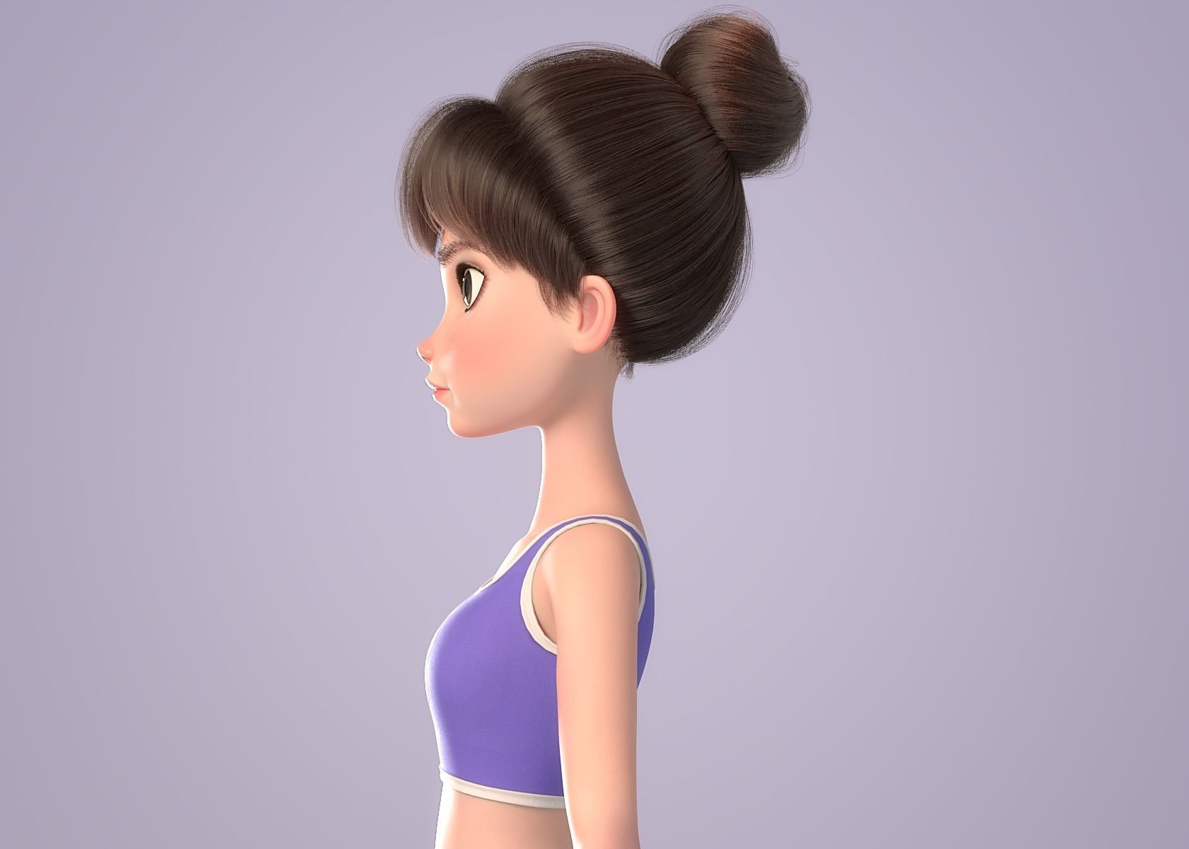 Cartoon Girl NoRig 3D model_33