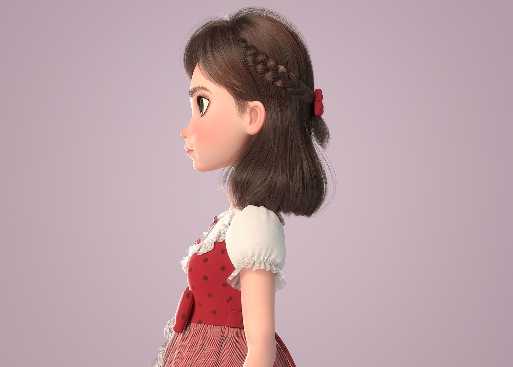 Cartoon Girl NoRig 3D model_3