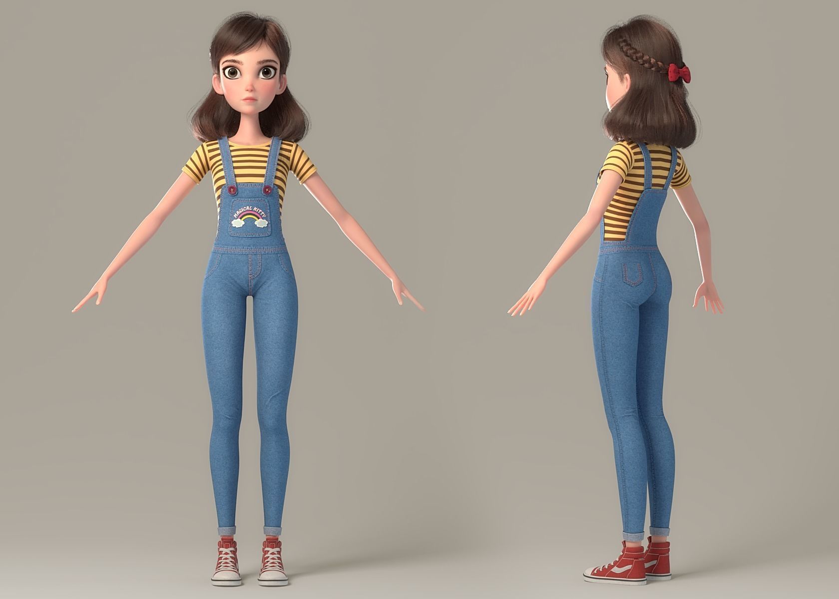Cartoon Girl NoRig 3D model_29