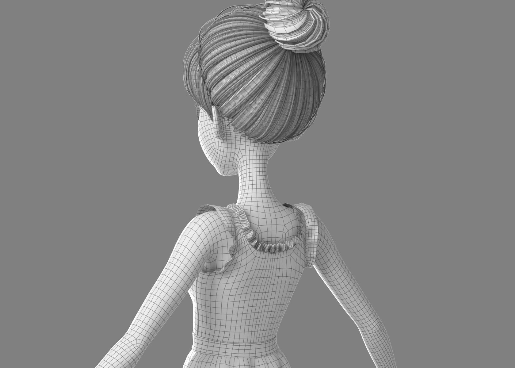 Cartoon Girl NoRig 3D model_58