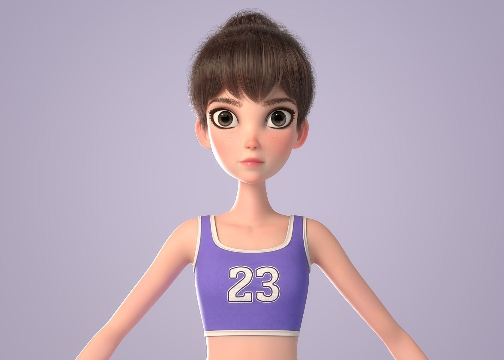 Cartoon Girl NoRig 3D model_31