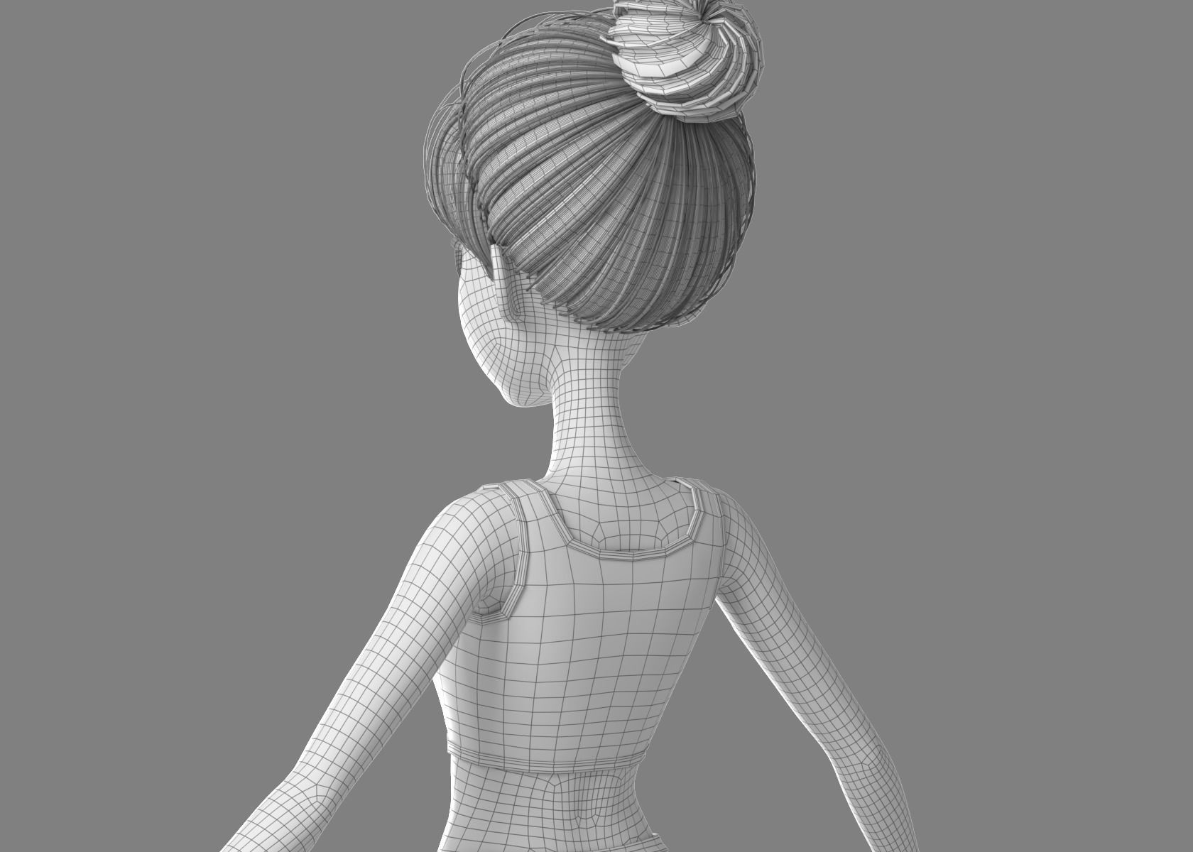 Cartoon Girl NoRig 3D model_55