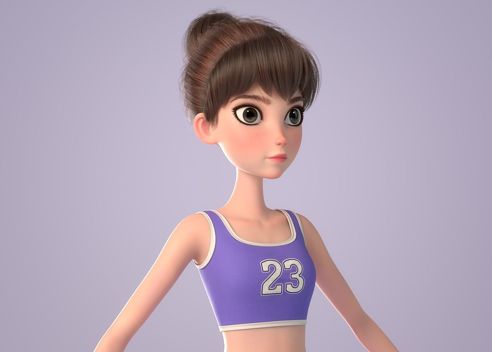 Cartoon Girl NoRig 3D model_34