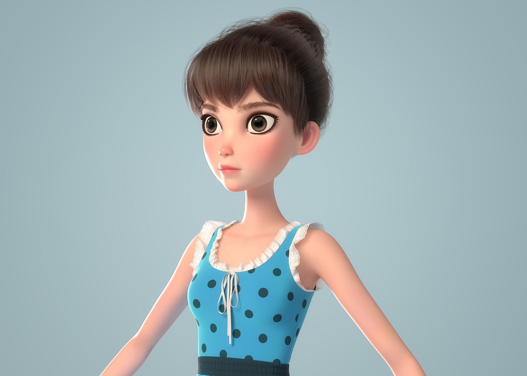 Cartoon Girl NoRig 3D model_12