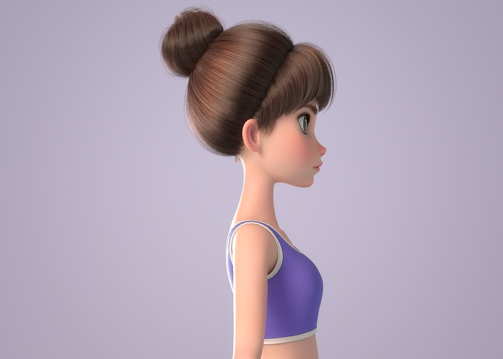 Cartoon Girl NoRig 3D model_36