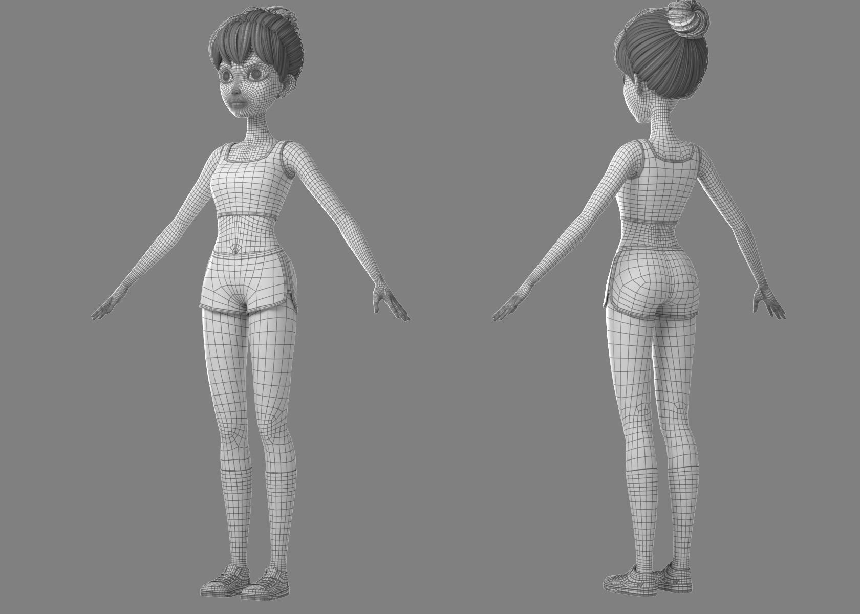 Cartoon Girl NoRig 3D model_54